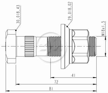 CJ PARAFUSO RODA TRA F4000 M18-1,5X72/81 CH 27 H25 ENEGRECIDO ZM - Imagem 2