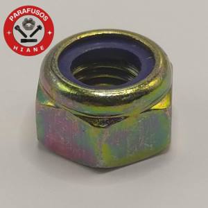 PORCA C.8 SEXTAVADA TRAVANTE MA 10 MM BAIXA CH 17 DIN 985 BICROMATIZADO CISER - Imagem 3